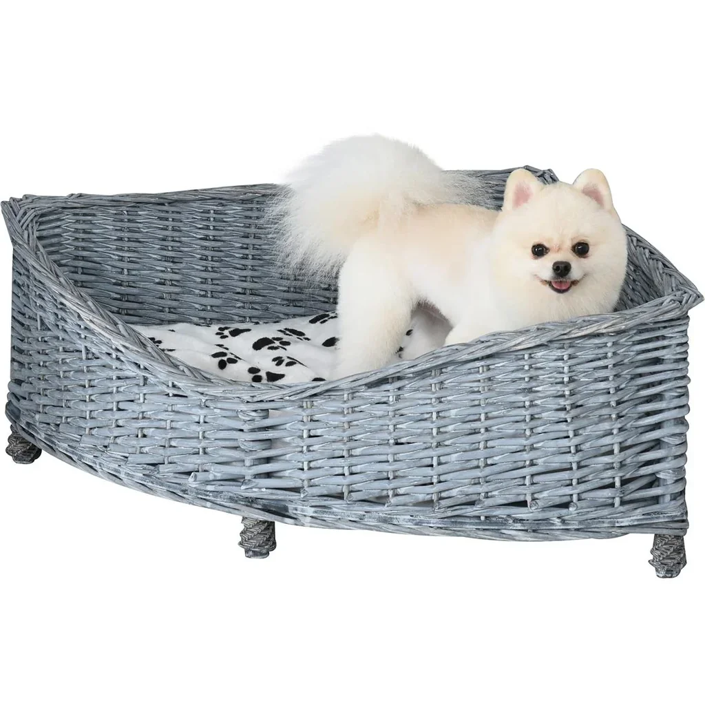 Pet bed with pillow gray