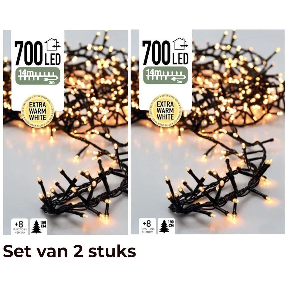 2x Christmas tree lights 14 meters warm white - 700LED for indoor and outdoor use