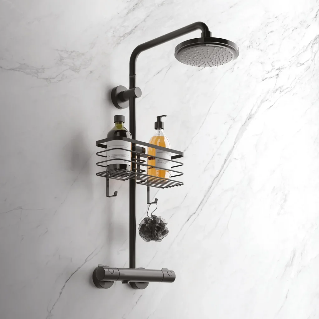 Basket for shower rod "Origin Lava", black, matte, 29 x 11 x 15 cm
