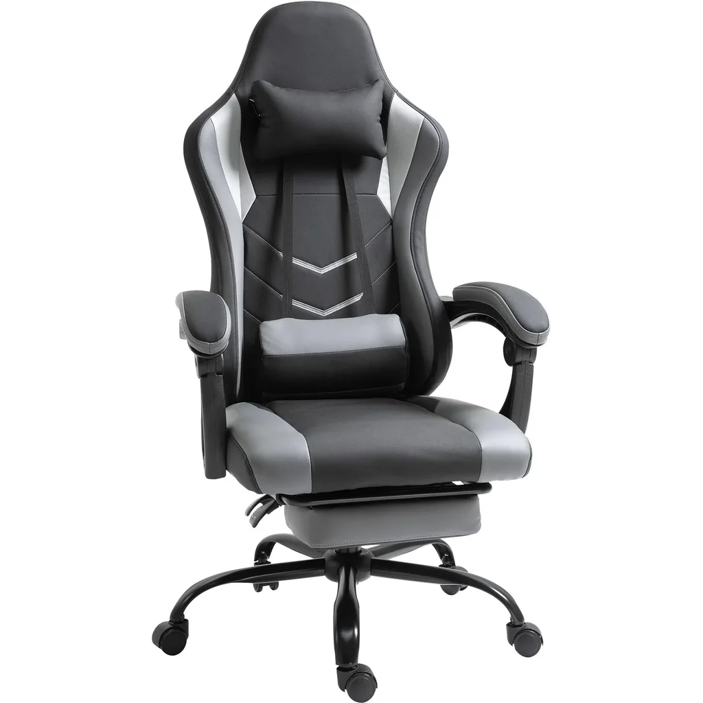 Gaming chair with reclining function, black