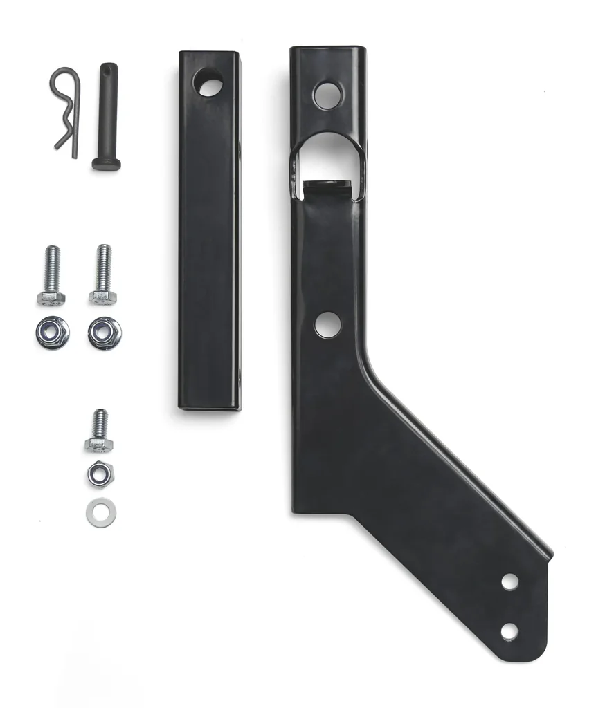 Trailer hitch for lawn tractors with rear discharge