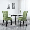 Dining chair with armrests velvet light green