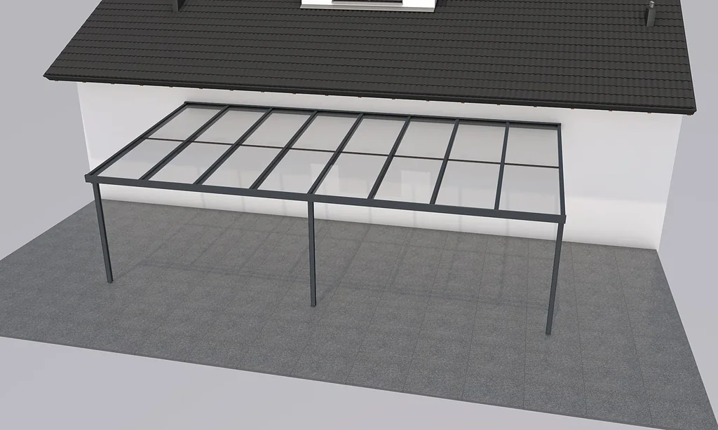 Patio roof Premium, anthracite, 8125 x 4060 mm - 10 mm laminated safety glass (VSG)