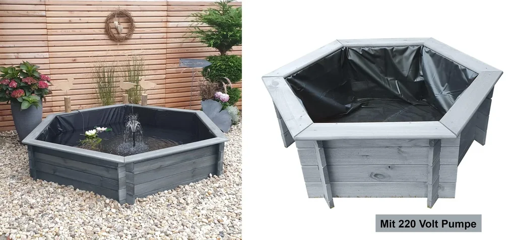 Hexagonal raised pond 100 cm, grey