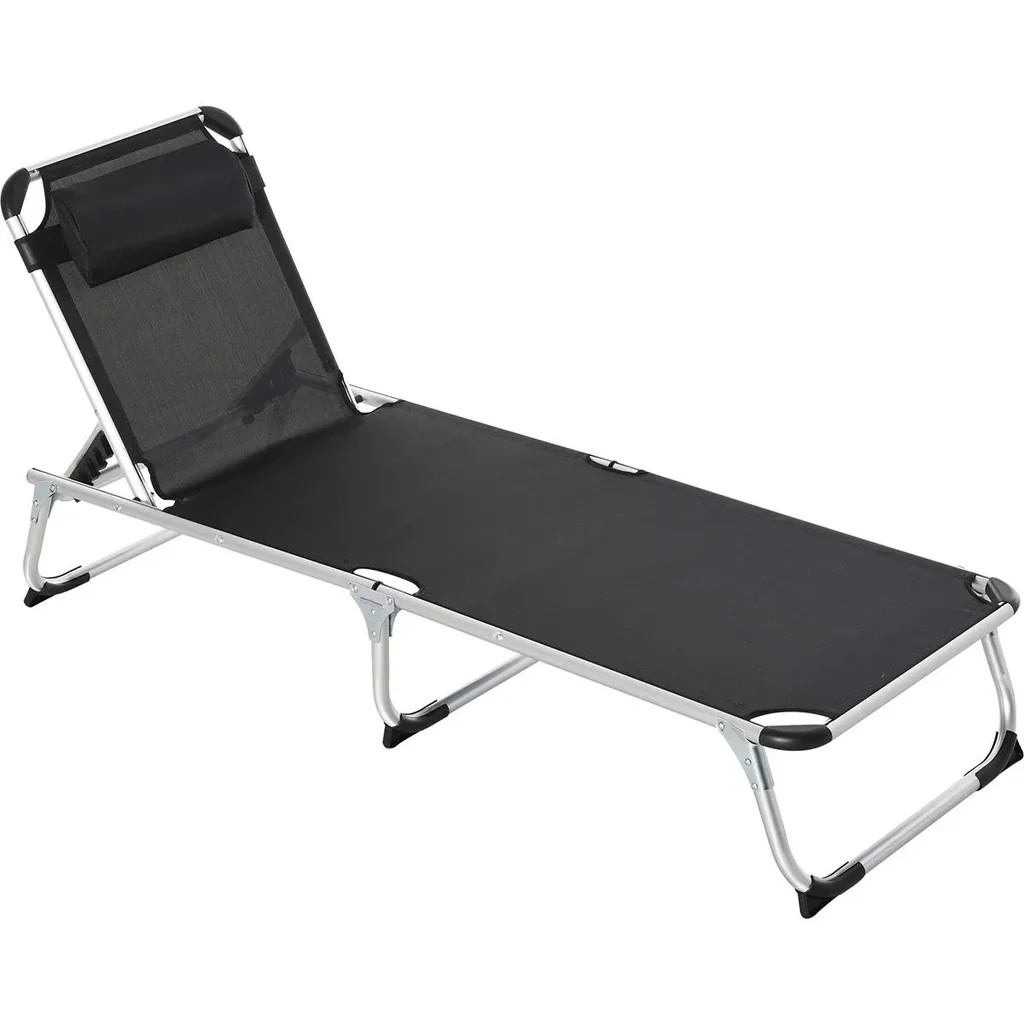 Garden lounger 5-level adjustable black
