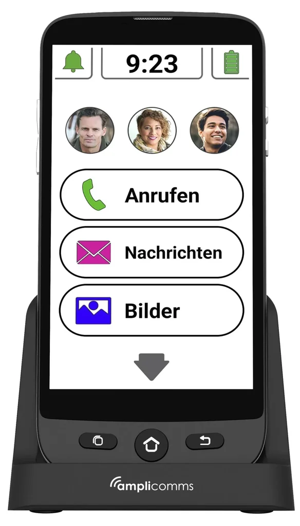 Senior Smartphone M510-C with charging cradle and lanyard