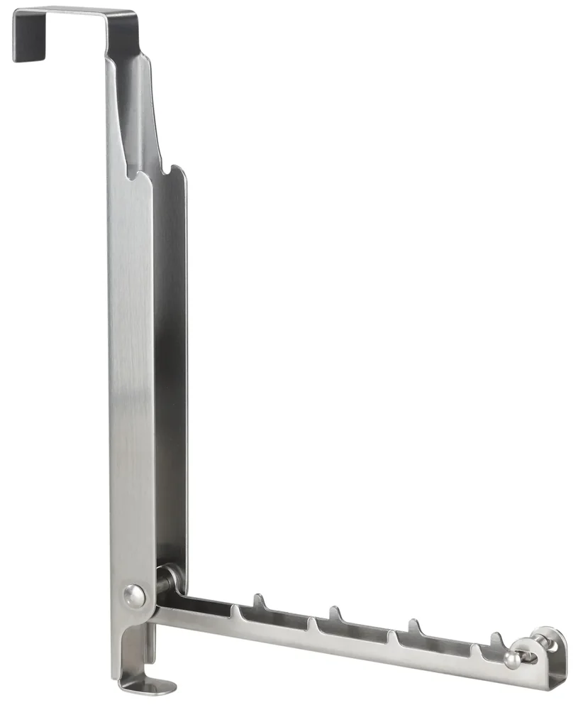 2 in 1 folding door hook, stainless steel, silver