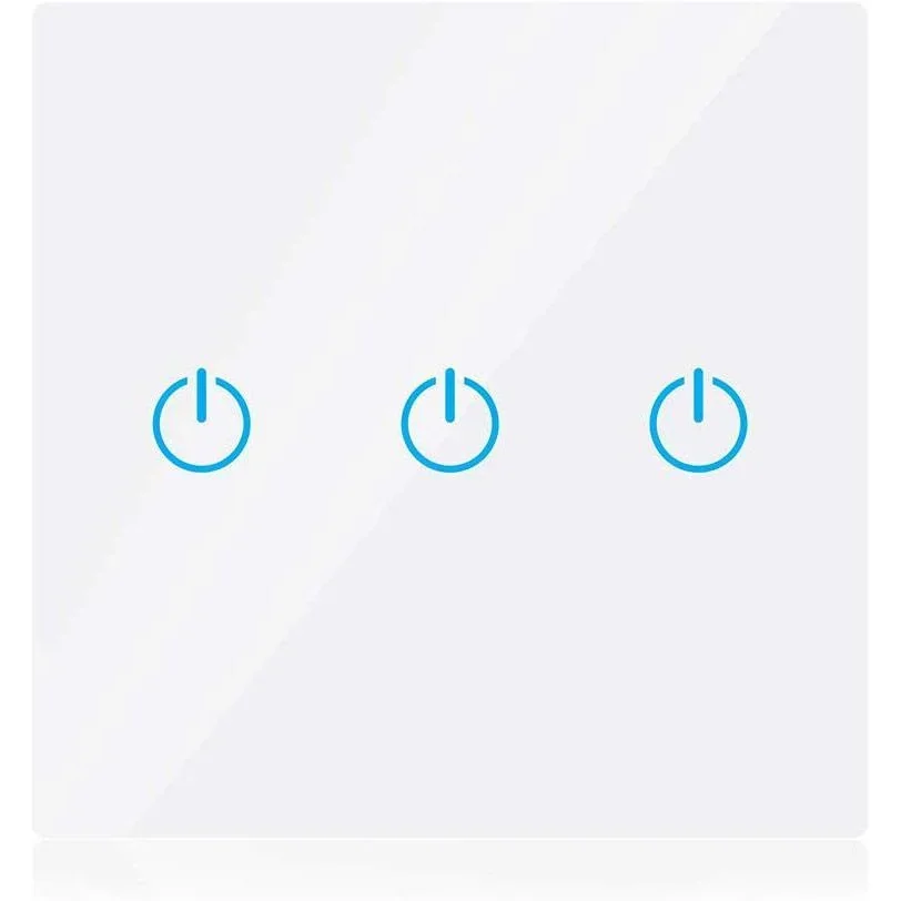Smarthome VT-5005 Built-in WiFi Touch Switch - 3 Buttons - White - Works with Amazon Alexa and Google Home Assistant