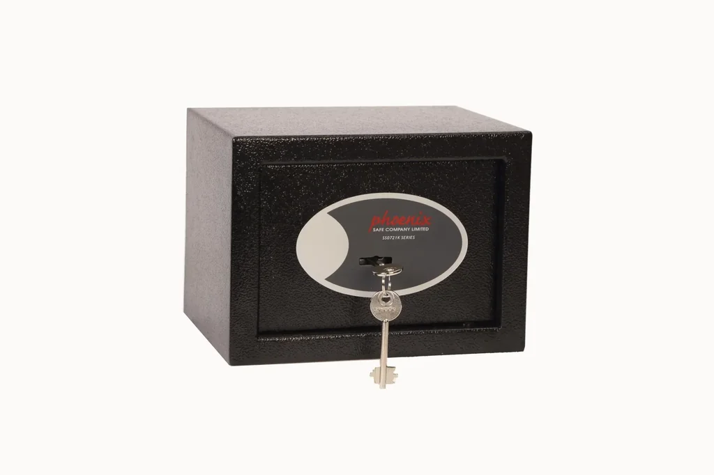 Compact Home Office security safe with key lock, black