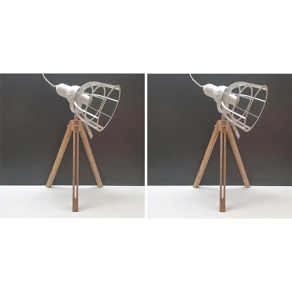 Excellent Houseware Lamp SET of 2 Metal with Wood 17x50cm