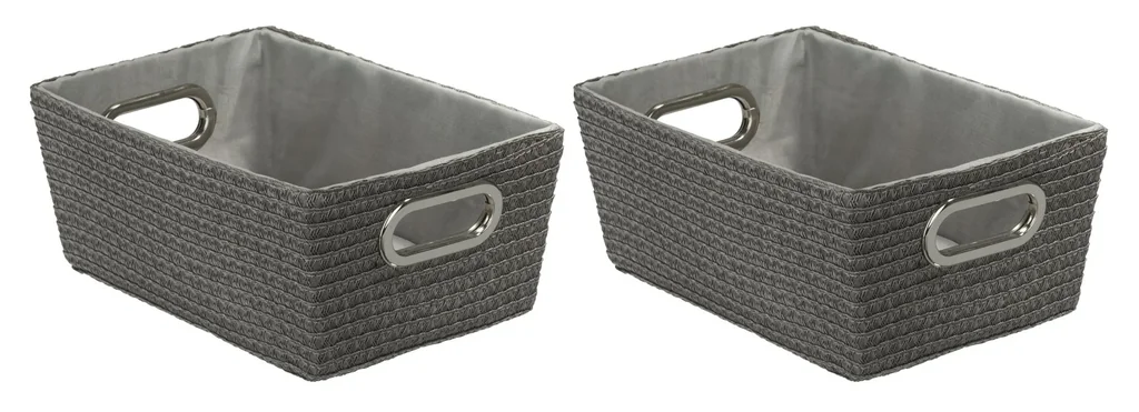 CHROMO storage basket, grey, set of 2