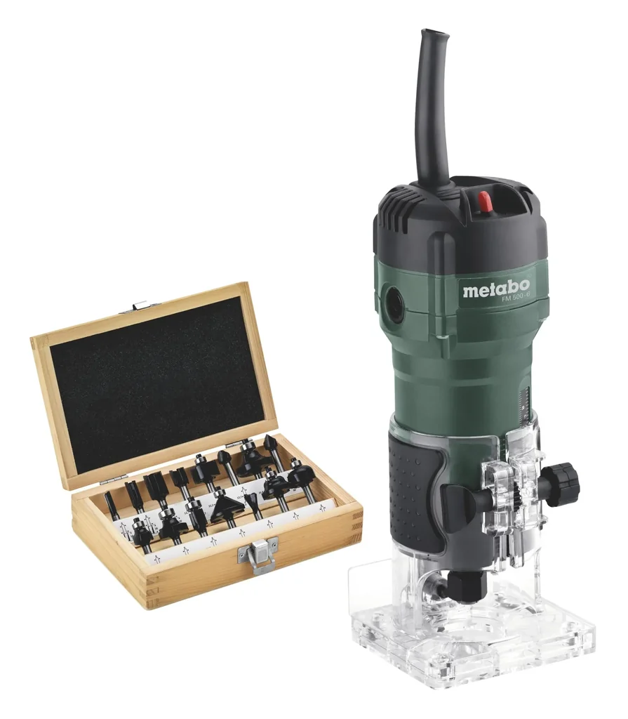 Edge router set 500 Watt FM 500-6 with 15-piece router bit assortment