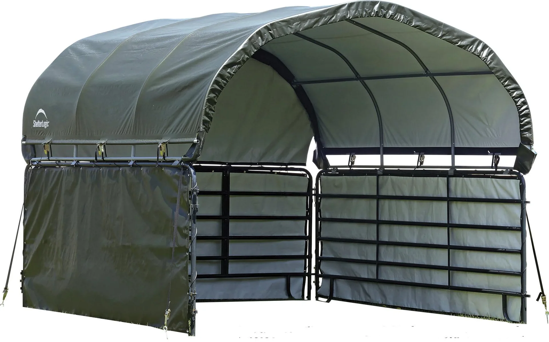 Zijwand voor weidetent 3,7 × 1,5 m groen – 3 zijpanelen & achterwand zonder stalen frame