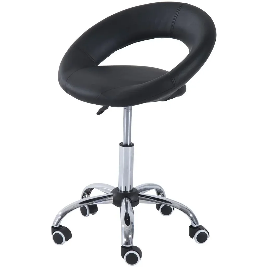 Height-adjustable rolling stool, black