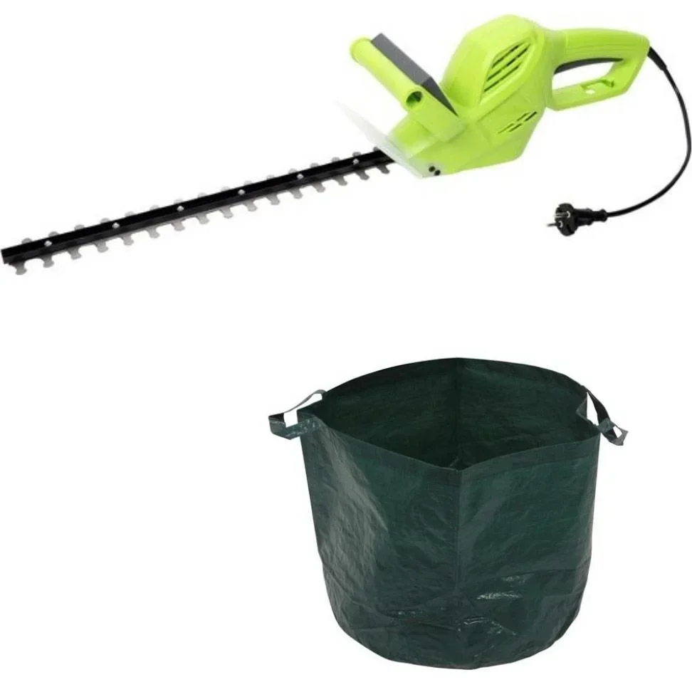Electric garden hedge trimmer - 500 watts - 1500 rpm - Blade length 410 mm + INCLUDES garden waste bag - 65 L