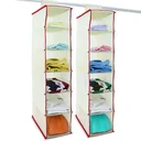 2x coat hangers with 6 compartments in beige/red