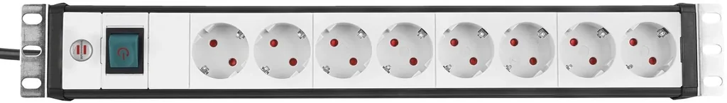Premium-Line 8-way power strip, 19" format ideal for server cabinets, black/grey