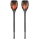 LED solar flashlight - set of 2 - with flame effect