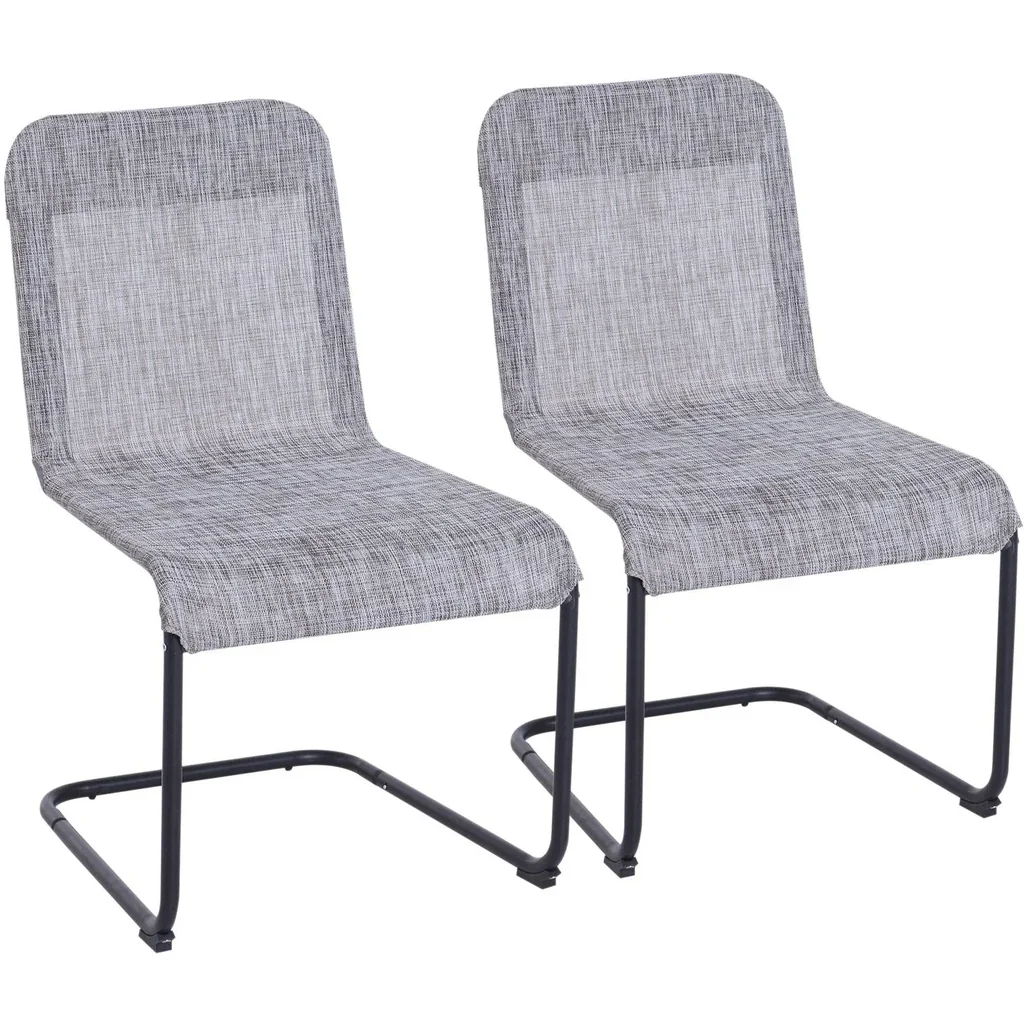Set of 2 balcony chairs, garden chairs, cantilever chairs, weatherproof, grey, 61 x 51 x 86 cm