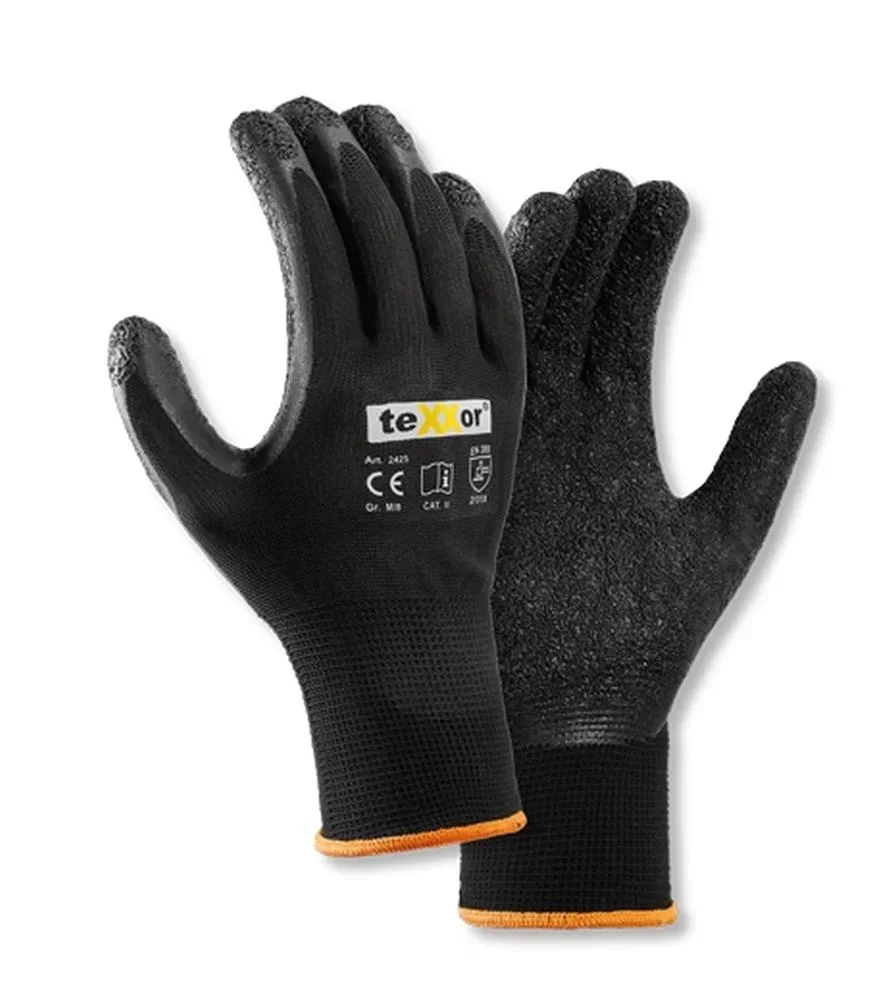 Polyester knitted gloves LATEX black/black size 10
