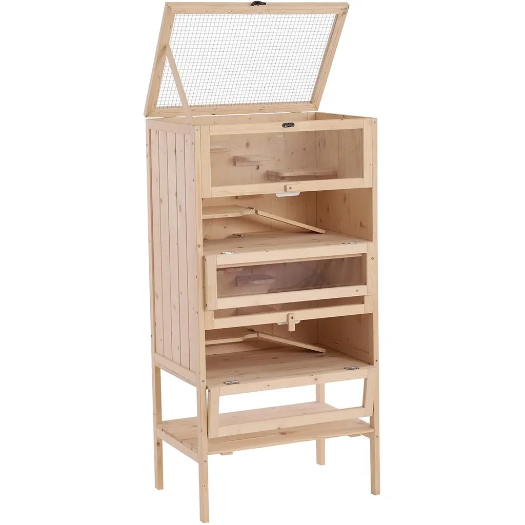 Hamster cage with natural storage area