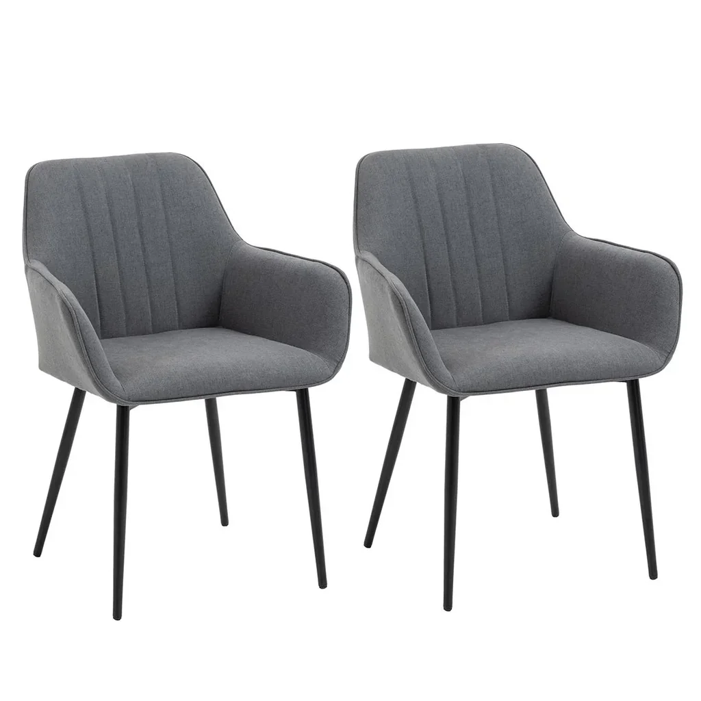 2-piece dining chairs dining chairs with breathable linen cover ergonomic kitchen chair with backrest armrest and