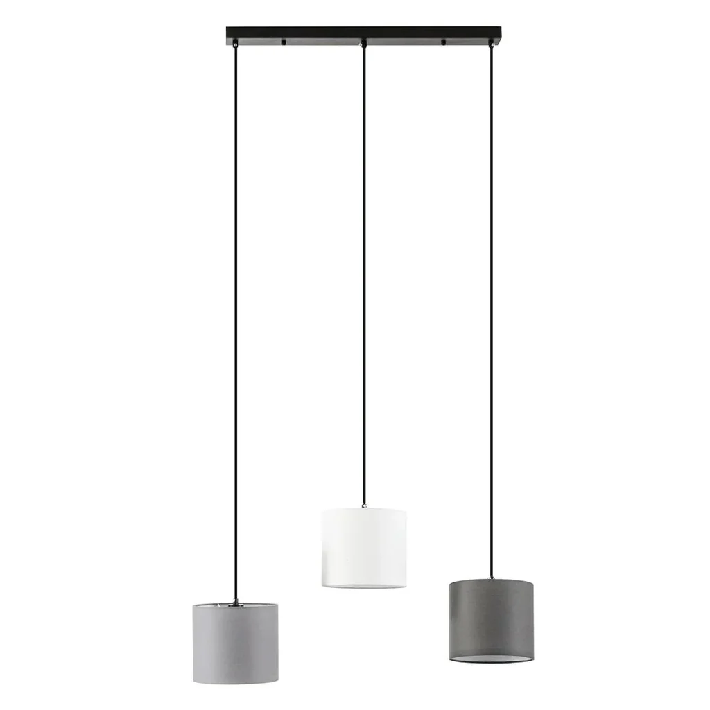 Ceiling light chandelier with 3 adjustable hanging chains for office, living room, dining room, steel, polyester fabric, black