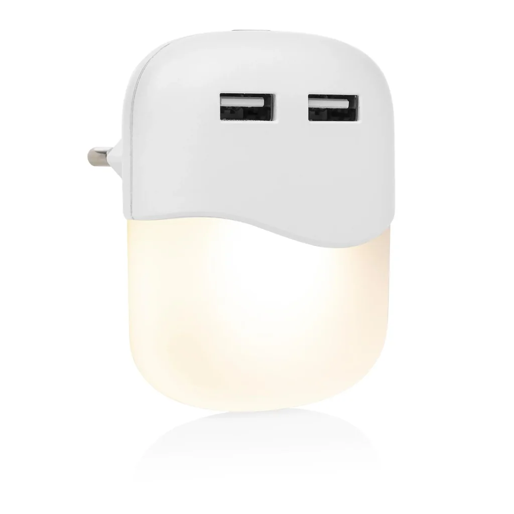 LED night light with 2 USB ports