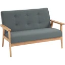 2 Seater Sofa Two Seater Fabric Sofa Double Sofa Upholstered Loveseat Compact Design Linen Rubberwood Grey 115 x 66.5 x 73