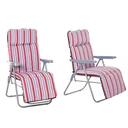 Set of 2 deck chairs with cushions, foldable sun lounger with 5 levels of adjustable backrest, garden lounger, garden furniture set.