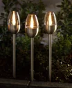 Solar stainless steel garden torches - 3 pieces