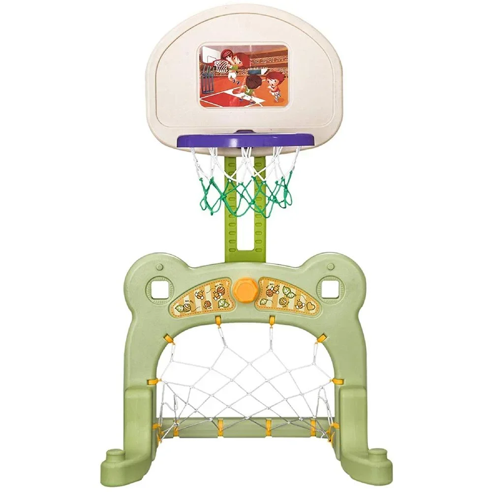 2 in 1 Football Basketball Basketball Hoop Children Toy Ball Green L61 x W53 x H99 cm