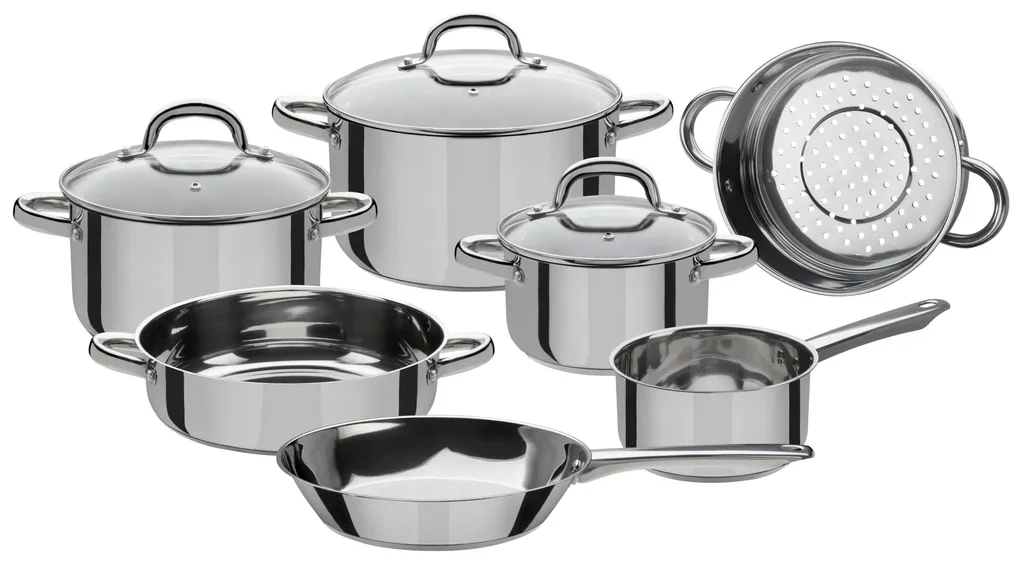 Montreal pot/pan set, silver, stainless steel, 10-piece