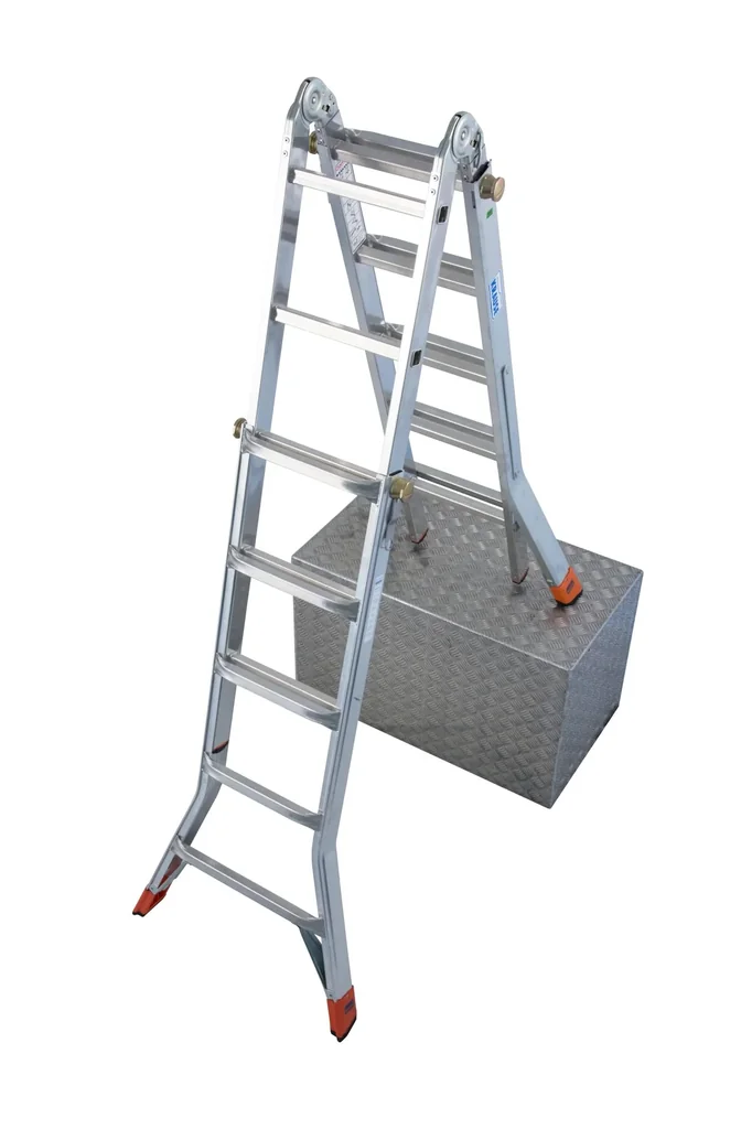 Articulated telescopic ladder aluminum, 4 x 5 rungs