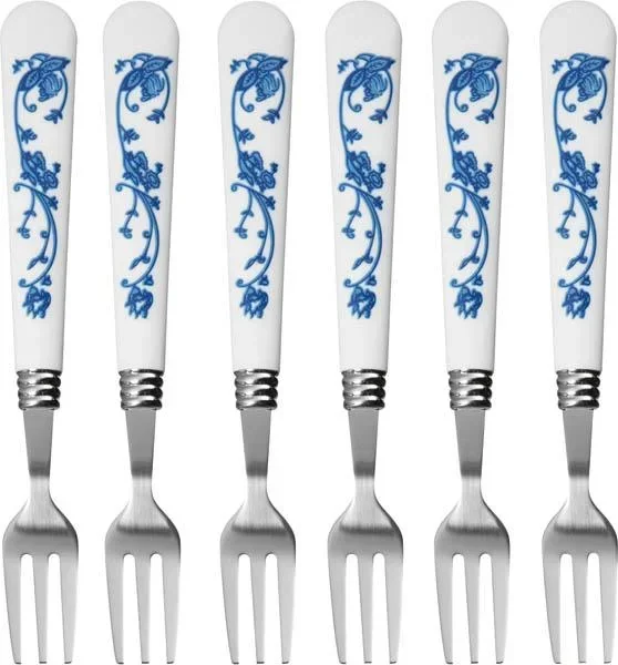 Cake forks with onion pattern, 6 pieces