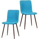 Set of 2 dining room chairs, kitchen chairs, upholstered chairs, living room chairs, linen cover, metal base, blue, 43 x 56.5 x 85 cm