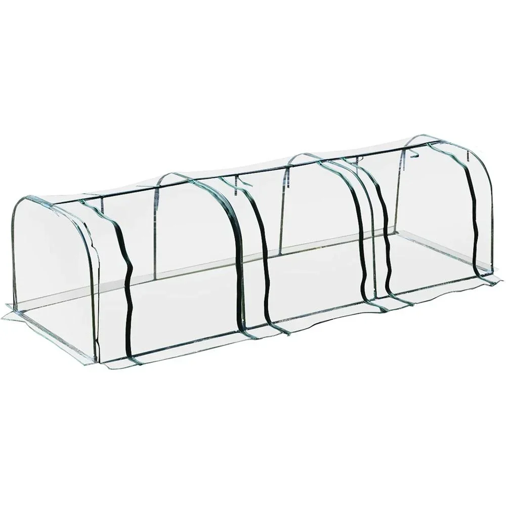 Polytunnel with 3 doors transparent/dark green
