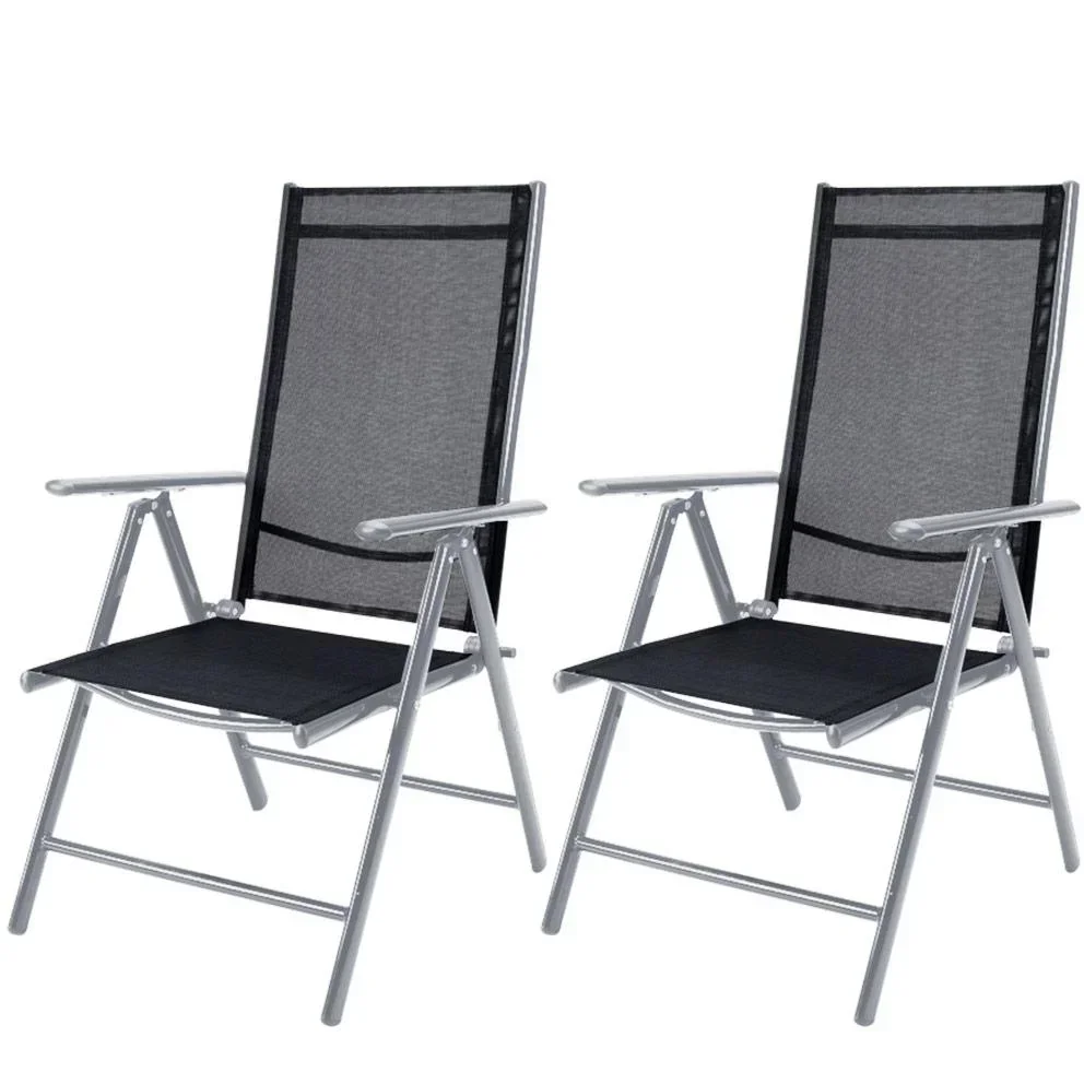 Set of 2 garden chairs with high backrest made of aluminium Bern - silver