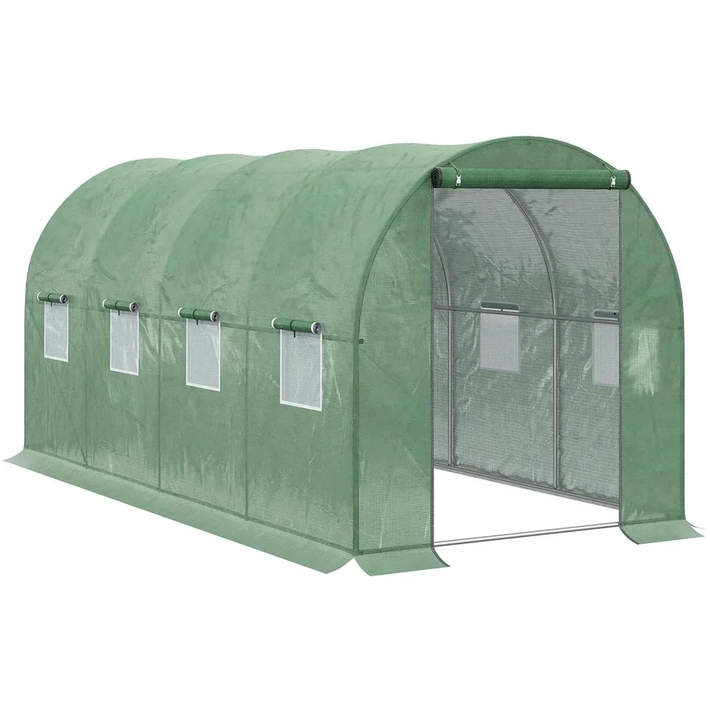 Plastic greenhouse walk-in greenhouse 4 x 2 m polytunnel film tunnel greenhouse frost protection steel pipe dark green