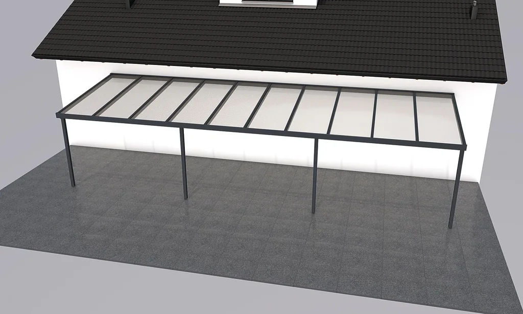 Patio roof Premium, anthracite, 10140 x 3060 mm - Polycarbonate multi-wall sheets 16 mm, white striped
