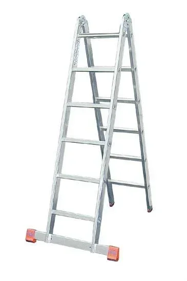 Jointed double ladder aluminum 2 x 6 rung ladder