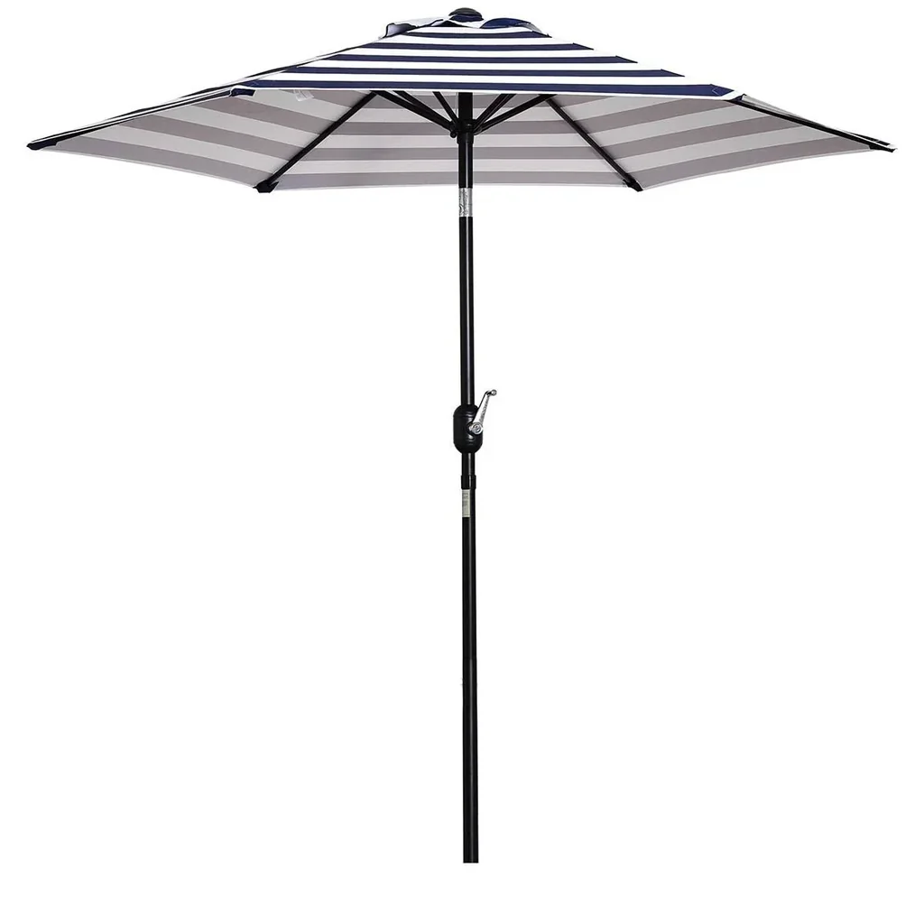 Parasol garden parasol patio parasol frame steel outdoor blue stripe Ø227 x 225 cm