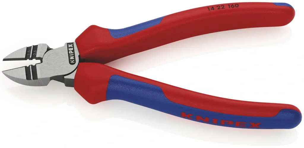 Stripping side cutters with multi-component grips, black atramentized, 160 mm