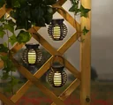Solar rattan lanterns with flickering light, set of 3