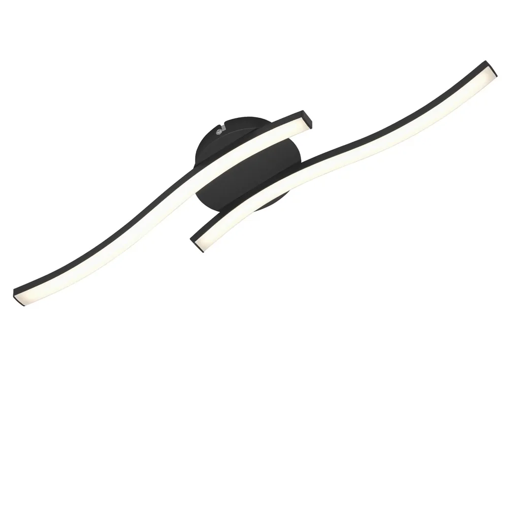 LED wall and ceiling light, 2 curved LED rods, black, 12 watts, 960 lm, 3,000 K