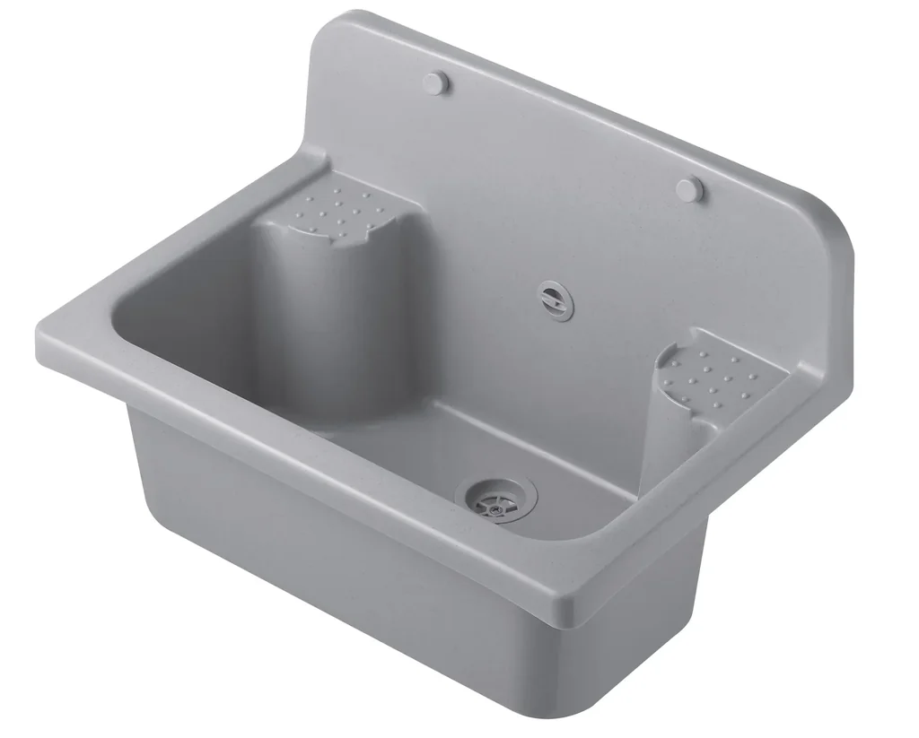 Plastic sink with overflow - grey