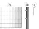 Double rod mesh fence complete set, hot-dip galvanized, height 160 cm, length 14 m