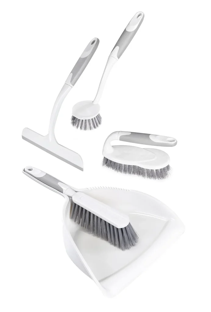 Professional cleaning set, sweeping set, dish brush, cleaning brush, window squeegee, 5-piece