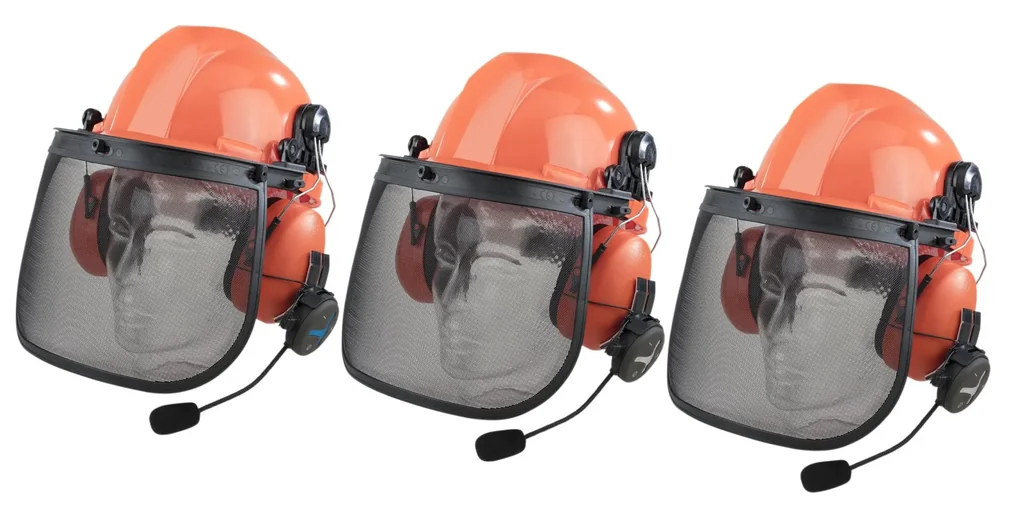 Forestry helmet with Bluetooth intercom system set of 3 - Treetalk Trio