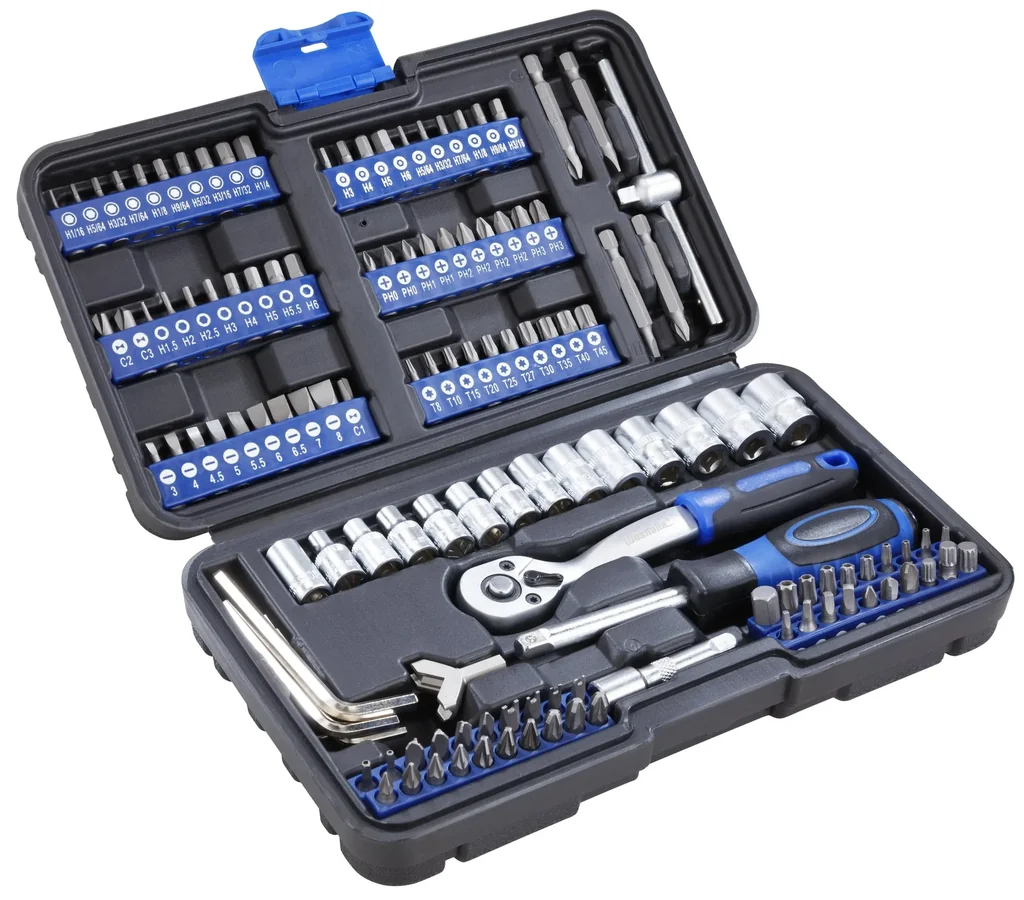 Socket wrench and bit set 132 pieces